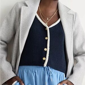 Women's Navy Cardigan Sweater Tank